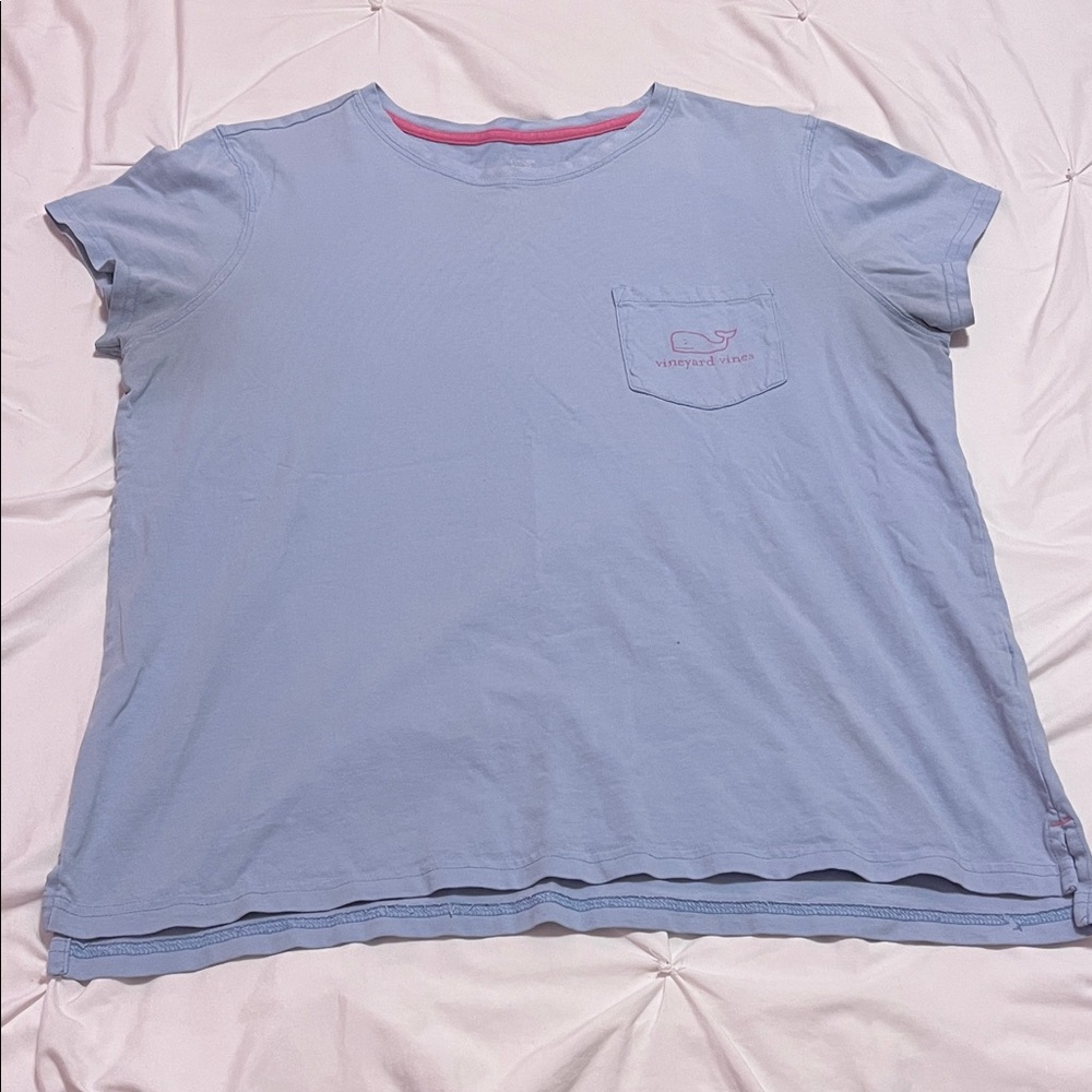 Vineyard Vines Blue Tee with Pink Accents